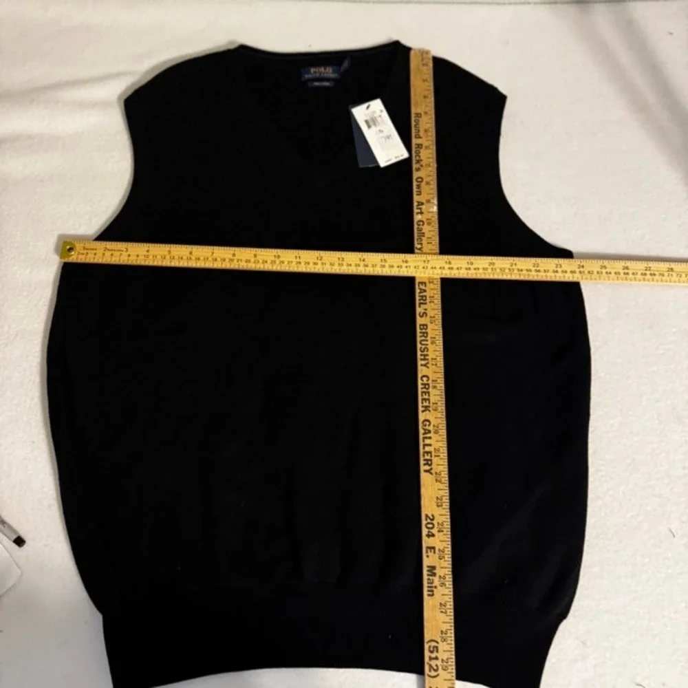 Polo Ralph Lauren Mens Black Pima Cotton V-Neck Sweater Vest 2XB Big &‎ Tall NEW